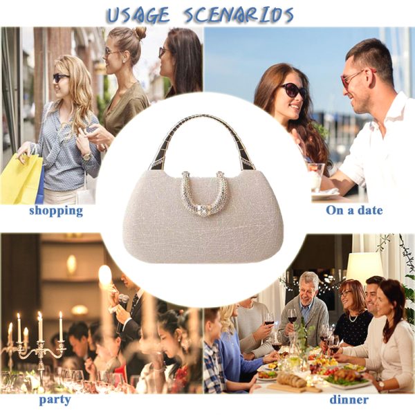Clutch,Fine flicker,Small Square Bag,Evening Bags,Evening Clutch,Chain Purse,Evening Wear Matchingbag,Bag for dinner party - Image 2