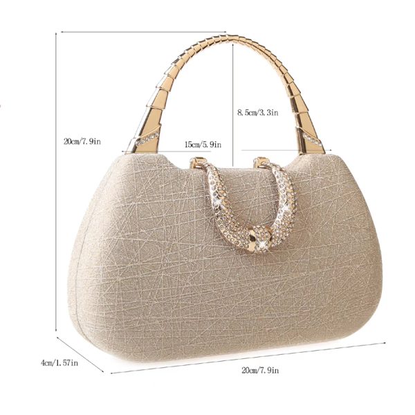Clutch,Fine flicker,Small Square Bag,Evening Bags,Evening Clutch,Chain Purse,Evening Wear Matchingbag,Bag for dinner party - Image 5