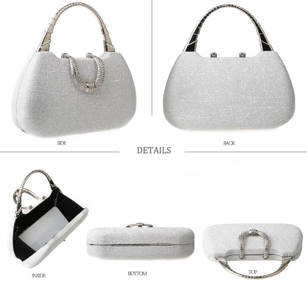 Clutch,Fine flicker,Small Square Bag,Evening Bags,Evening Clutch,Chain Purse,Evening Wear Matchingbag,Bag for dinner party - Image 9