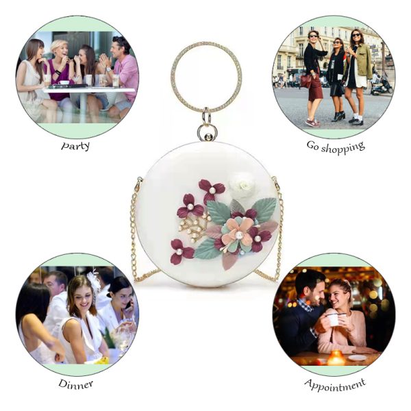 shell bag,fashion formal dress portable crossbody three-dimensional flowers shoulder bag,women handbag,bag for dinner - Image 4